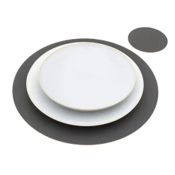 Hot Muji Juego de 4 posavasos de cuero reciclado, Grafito