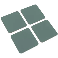 Sale Muji Juego de 4 posavasos rectangulares de cuero reciclado, Eucalipto