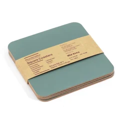 Sale Muji Juego de 4 posavasos rectangulares de cuero reciclado, Eucalipto