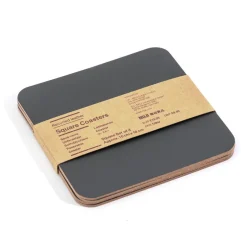 Hot Muji Juego de 4 posavasos rectangulares de cuero reciclado,Grafito