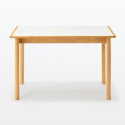 Discount Muji Mesa de madera de caucho con tapa de melamina rectangular pequeña