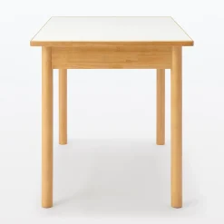Discount Muji Mesa de madera de caucho con tapa de melamina rectangular pequeña