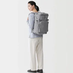 Hot Muji Mochila de cierre superior y poliéster reciclado repelente al agua
