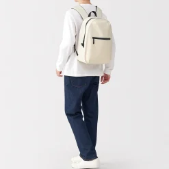 Best Muji Mochila impermeable de algodón Blanco Natural