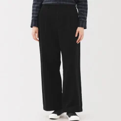 Outlet Muji Pantalón ancho plisado de pana en mezcla de kapok para mujer