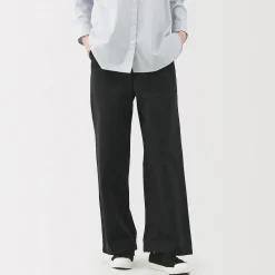 Outlet Muji Pantalón de algodón con patrón de espina de pez para mujer
