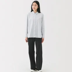 Outlet Muji Pantalón de algodón con patrón de espina de pez para mujer