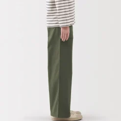 Outlet Muji Pantalón de algodón con patrón de espina de pez para mujer