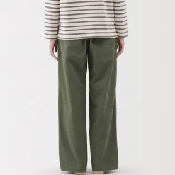Outlet Muji Pantalón de algodón con patrón de espina de pez para mujer