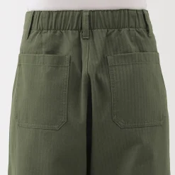 Outlet Muji Pantalón de algodón con patrón de espina de pez para mujer