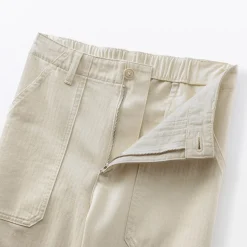 Outlet Muji Pantalón de algodón con patrón de espina de pez para mujer