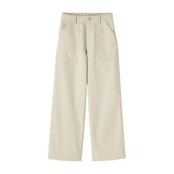 Outlet Muji Pantalón de algodón con patrón de espina de pez para mujer