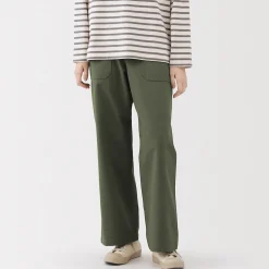 Outlet Muji Pantalón de algodón con patrón de espina de pez para mujer