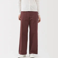 Outlet Muji Pantalón de algodón con patrón de espina de pez para mujer