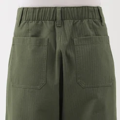 Outlet Muji Pantalón de algodón con patrón de espina de pez para mujer
