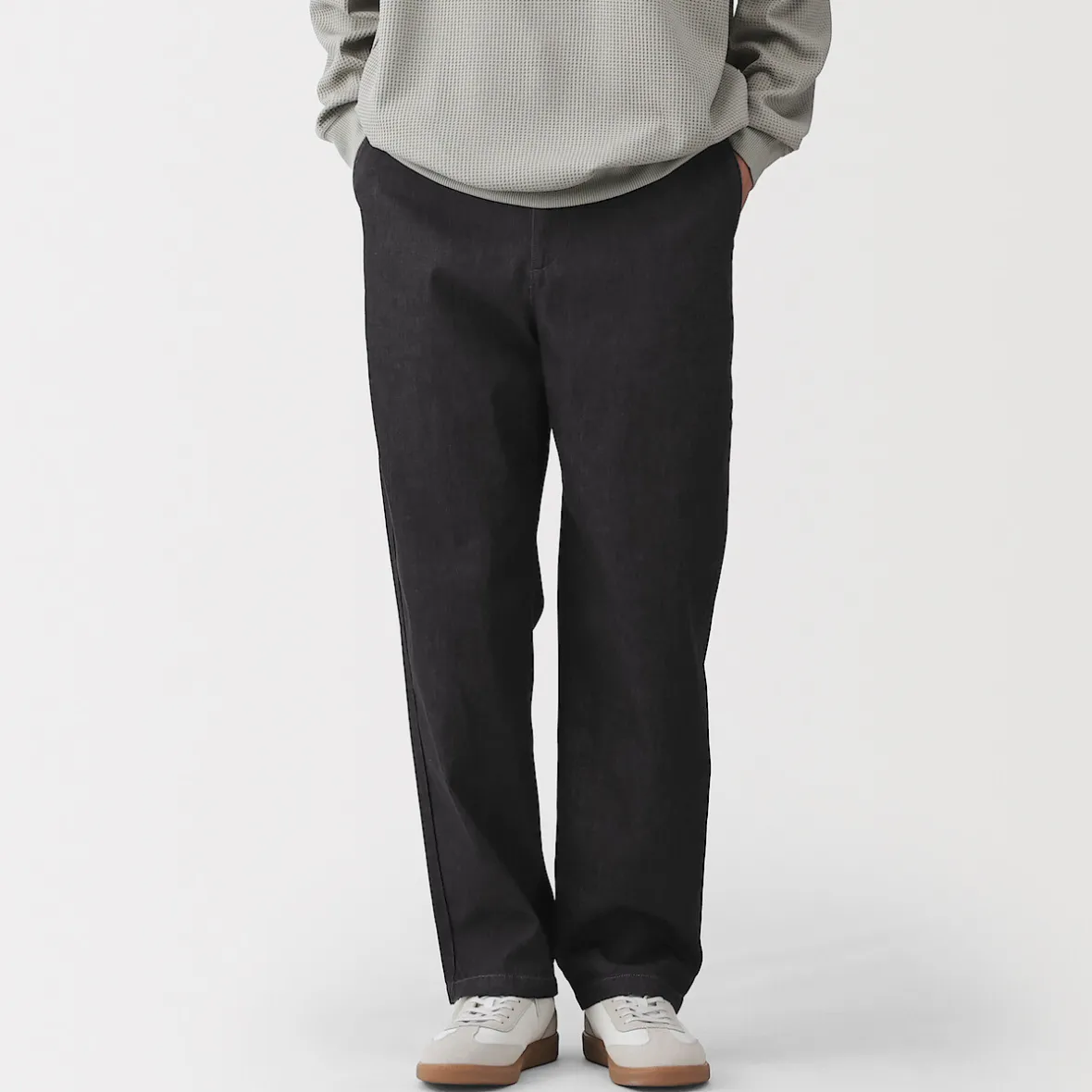 Discount Muji Pantalón de corte cómodo y denim lavado para hombre ‐ Negro