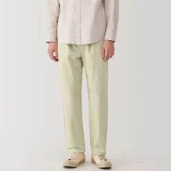 New Muji Pantalón de corte cómodo y algodón lavado para hombre
