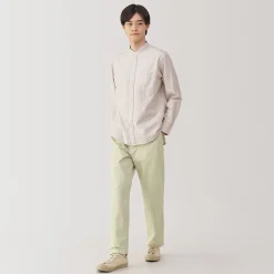 New Muji Pantalón de corte cómodo y algodón lavado para hombre
