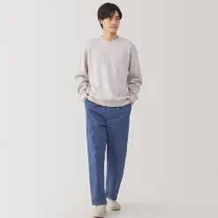New Muji Pantalón de corte cómodo y algodón lavado para hombre