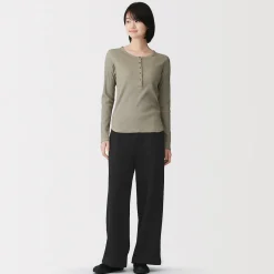 Discount Muji Pantalón largo de punto suelto para mujer
