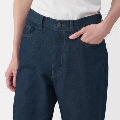 Best Muji Pantalón vaquero de tejido washi y ancho de pierna para hombre Azul Marino Oscuro