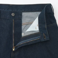 Best Muji Pantalón vaquero de tejido washi y ancho de pierna para hombre Azul Marino Oscuro