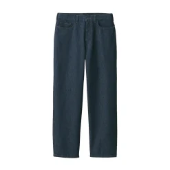 Best Muji Pantalón vaquero de tejido washi y ancho de pierna para hombre Azul Marino Oscuro