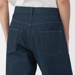 Best Muji Pantalón vaquero de tejido washi y ancho de pierna para hombre Azul Marino Oscuro