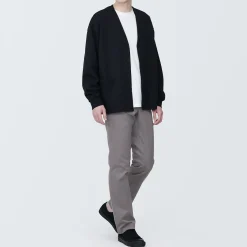 Outlet Muji Pantalon chino elastico para hombre (76cm) Marrón Agrisado
