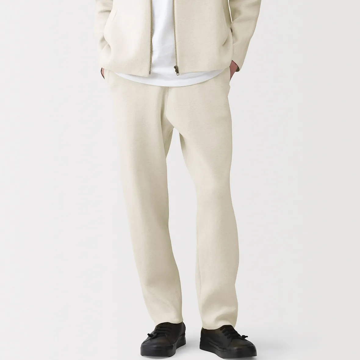Outlet Muji Pantalones acanalado de ajuste cómodo y punto milano para hombre