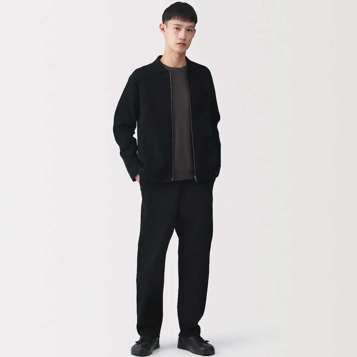 Outlet Muji Pantalones acanalado de ajuste cómodo y punto milano para hombre