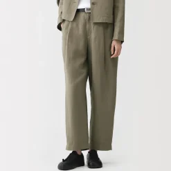 Discount Muji Pantalones anchos de lino y lyocell para mujer