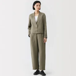 Discount Muji Pantalones anchos de lino y lyocell para mujer