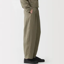 Discount Muji Pantalones anchos de lino y lyocell para mujer