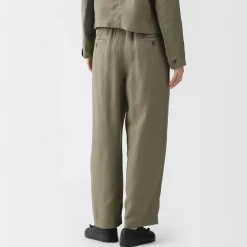 Discount Muji Pantalones anchos de lino y lyocell para mujer