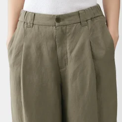 Discount Muji Pantalones anchos de lino y lyocell para mujer