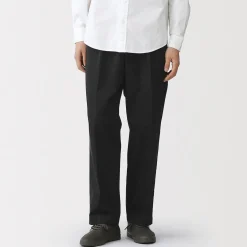Discount Muji Pantalones chinos anchos con pliegues delanteros para hombre