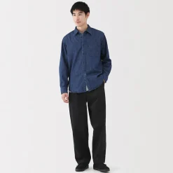Clearance Muji Pantalones chinos anchos con pliegues delanteros para hombre