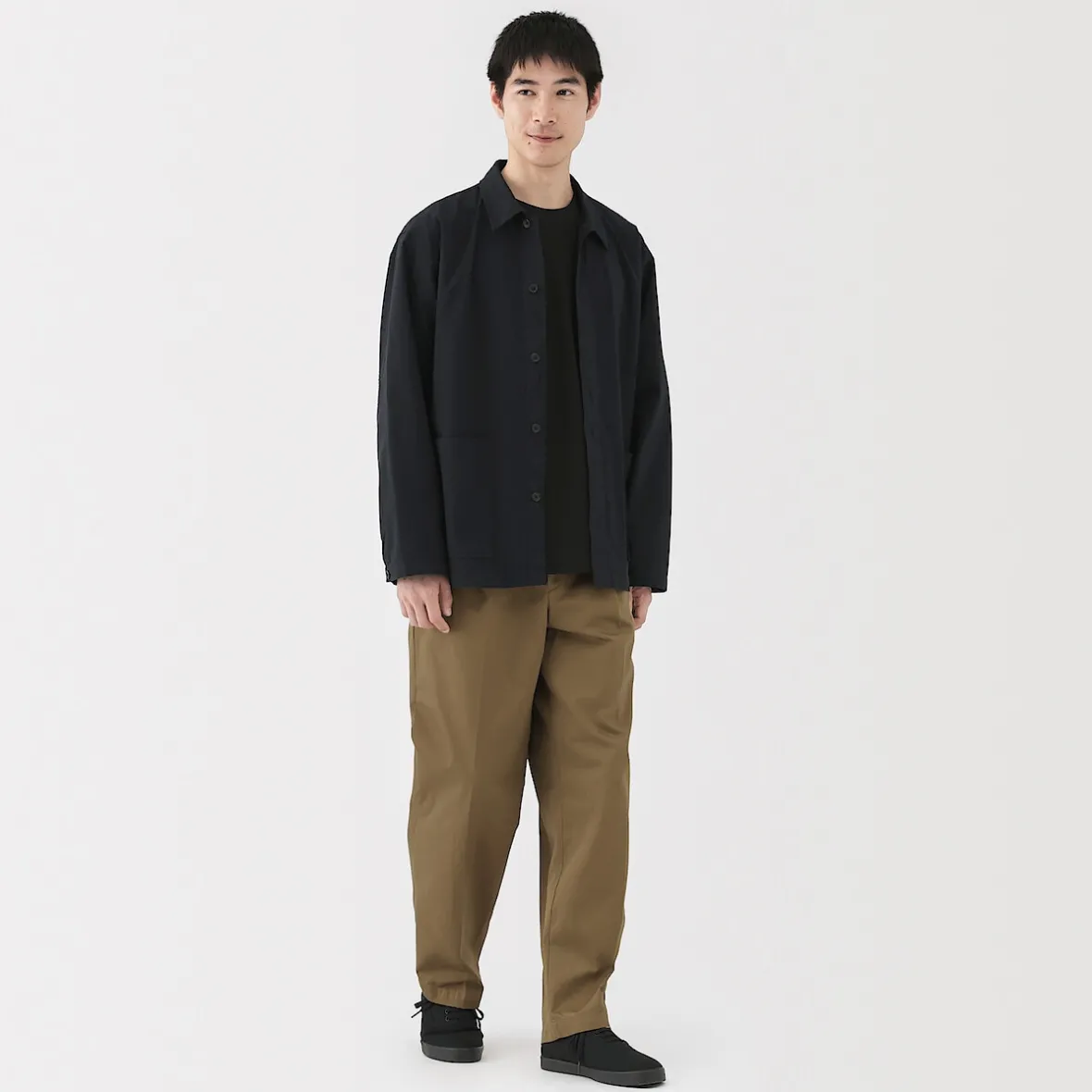 Clearance Muji Pantalones chinos anchos con pliegues delanteros para hombre