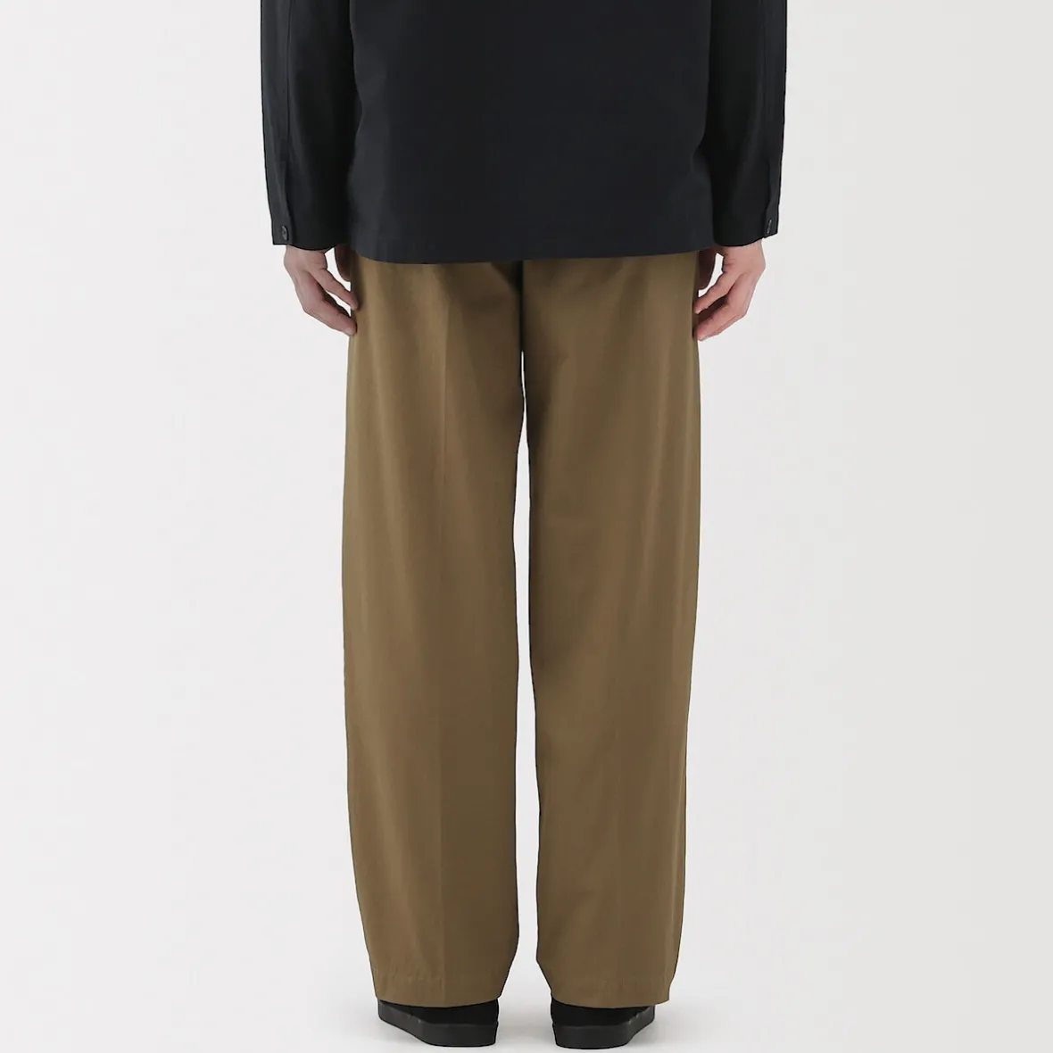 Clearance Muji Pantalones chinos anchos con pliegues delanteros para hombre