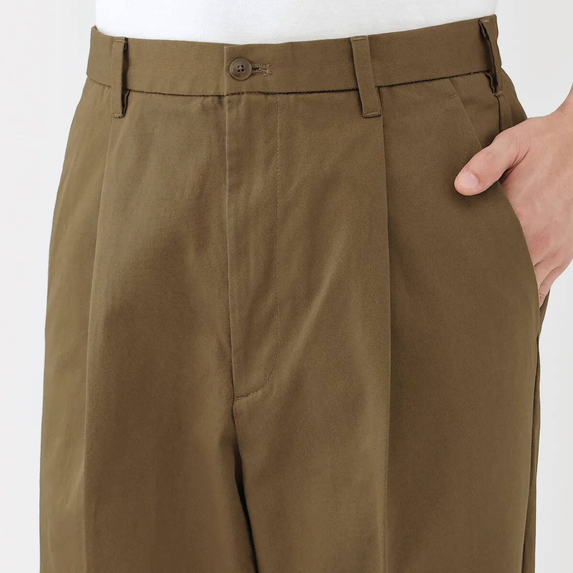 Clearance Muji Pantalones chinos anchos con pliegues delanteros para hombre