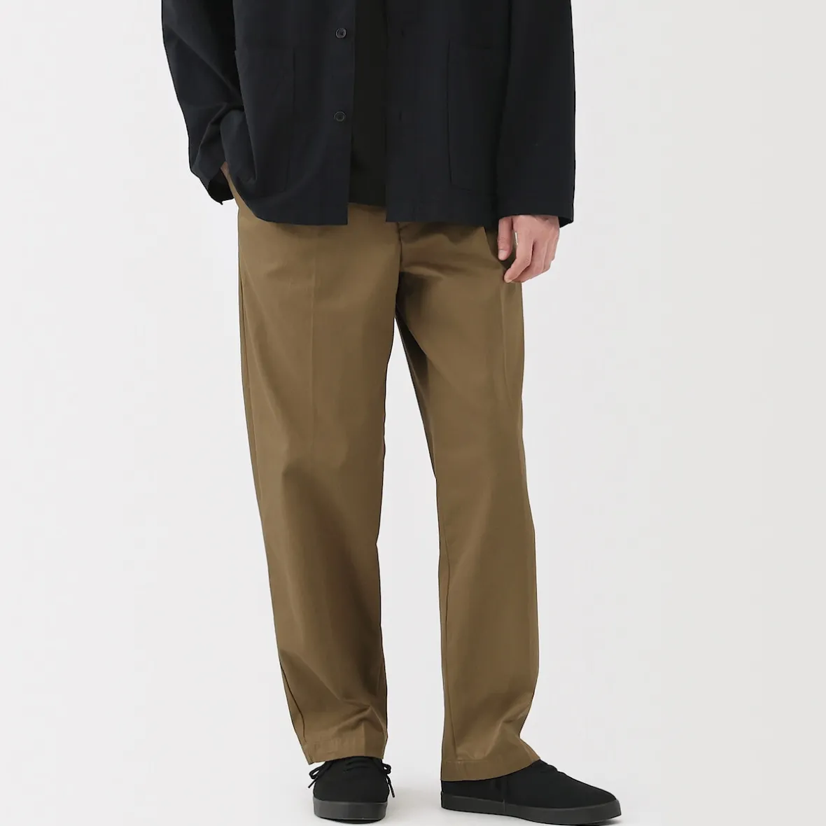 Clearance Muji Pantalones chinos anchos con pliegues delanteros para hombre