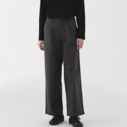 Clearance Muji Pantalones chinos con pinzas y pernera larga de algodón para mujer