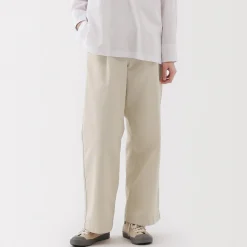 Clearance Muji Pantalones chinos con pinzas y pernera larga de algodón para mujer