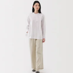 Clearance Muji Pantalones chinos con pinzas y pernera larga de algodón para mujer