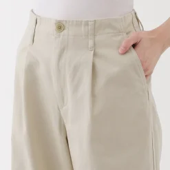 Clearance Muji Pantalones chinos con pinzas y pernera larga de algodón para mujer