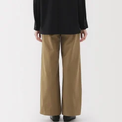 Clearance Muji Pantalones chinos con pinzas y pernera larga de algodón para mujer
