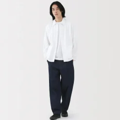 Muji Pantalones chinos indigo anchos con pliegues delanteros para hombre Azul marino oscuro