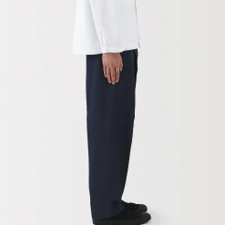 Muji Pantalones chinos indigo anchos con pliegues delanteros para hombre Azul marino oscuro