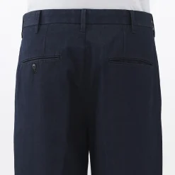 Muji Pantalones chinos indigo anchos con pliegues delanteros para hombre Azul marino oscuro